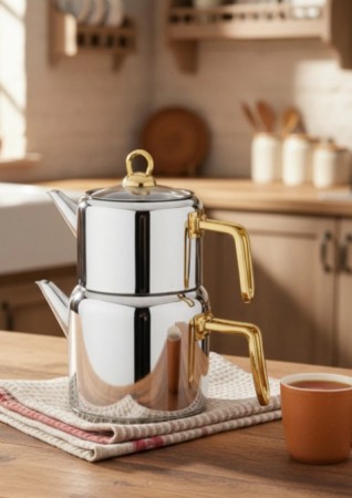 Thales Stål Tekannesett Gull